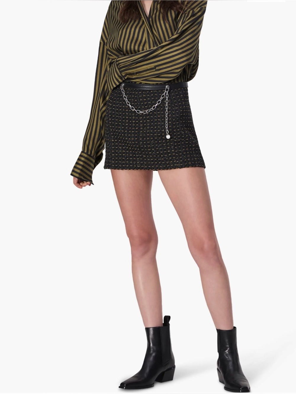 rag & bone Black Multi Christine Tweed Mini Skirt